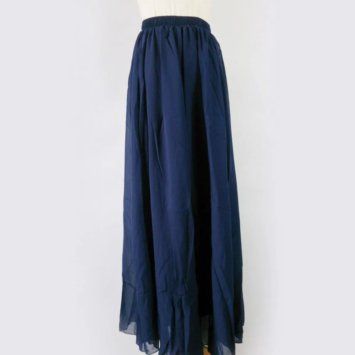 Gonna lunga da donna in chiffon a pieghe a vita alta Gonna lunga Gonne in chiffon a pieghe da donna
