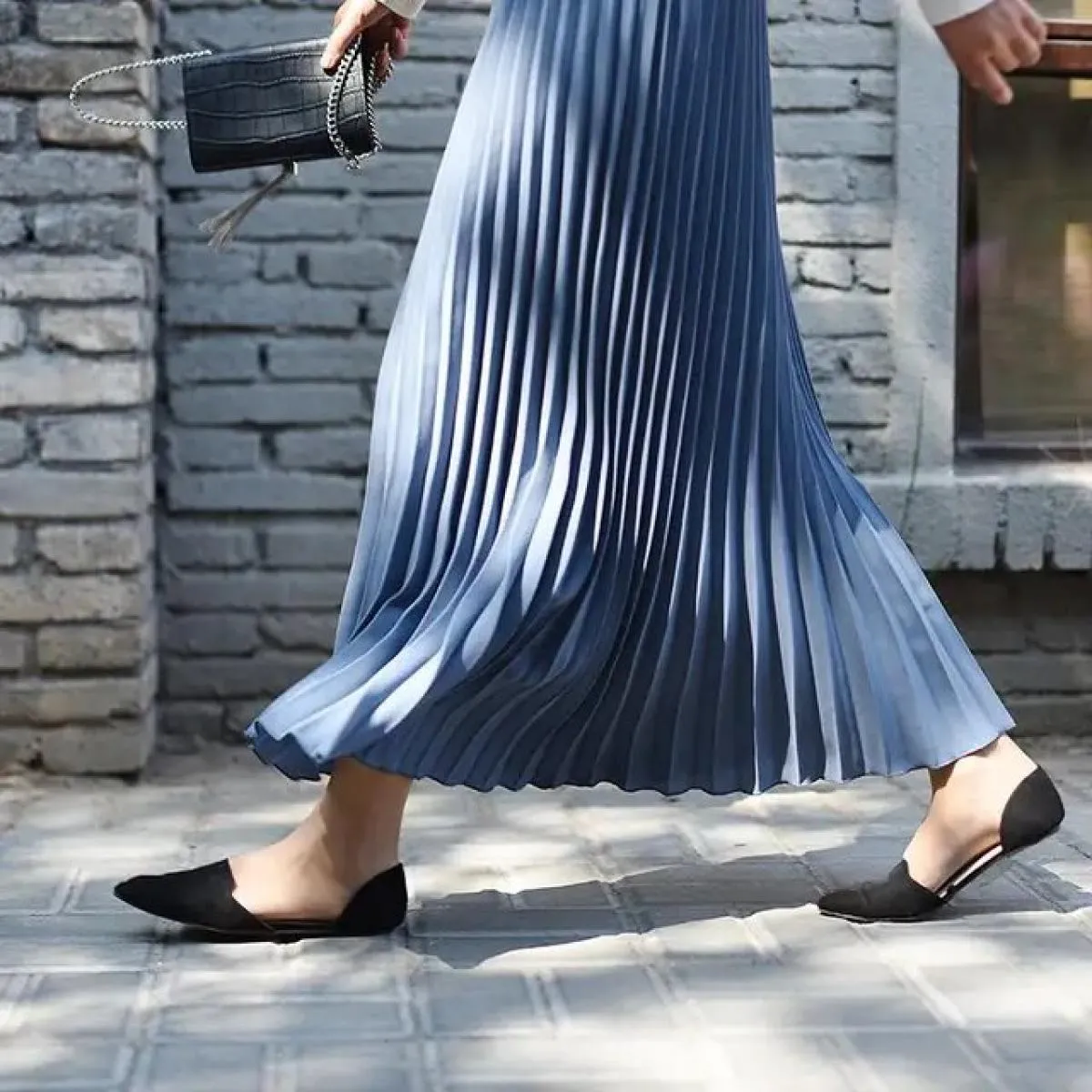 Gonna lunga midi a pieghe vintage da donna Gonne casual in chiffon a vita alta gonne Jupe Faldas autunnali