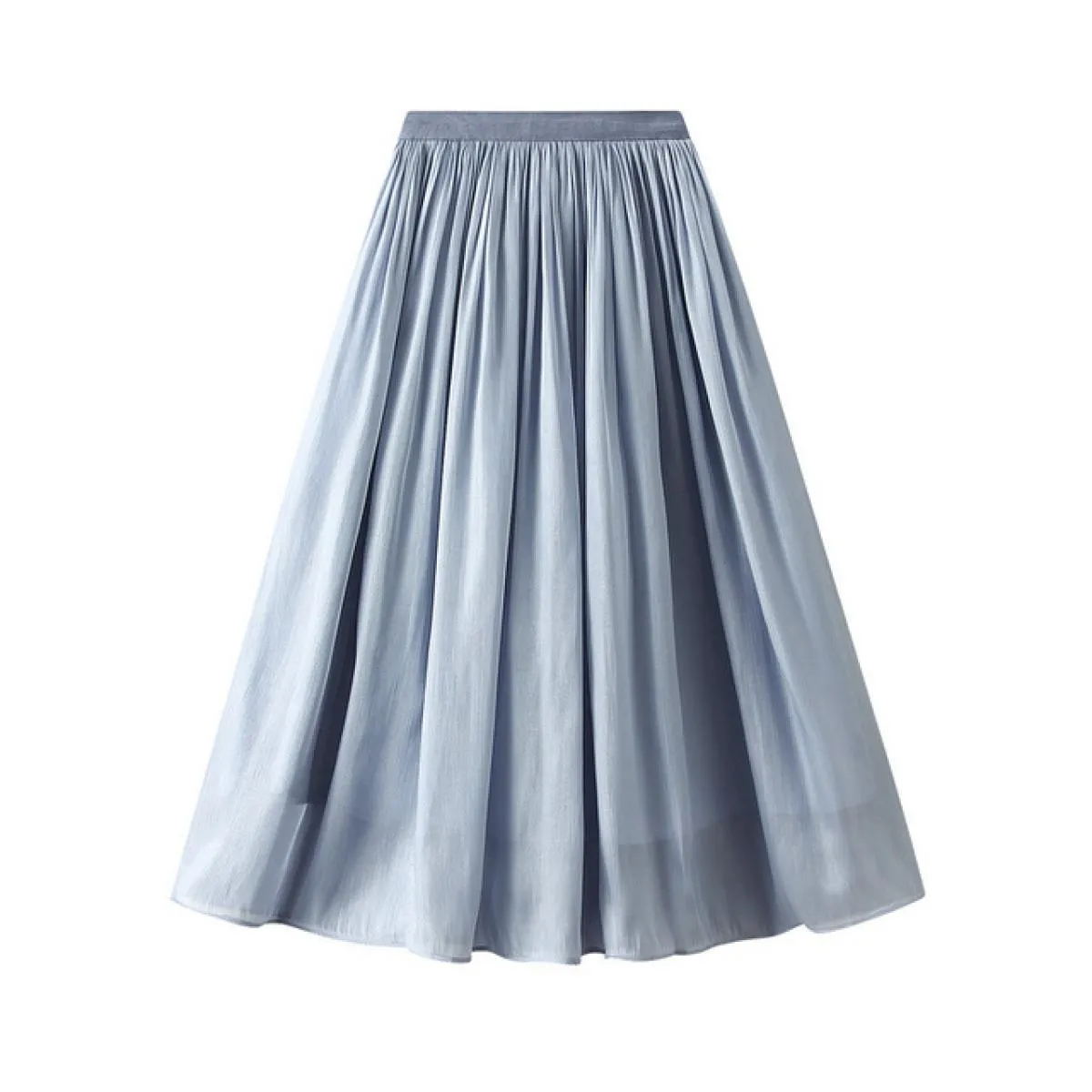 Gonna lunga midi elegante tinta unita lucida da donna Moda elastica a vita alta Gonne a pieghe rosa a pieghe A Line 2022 Estate