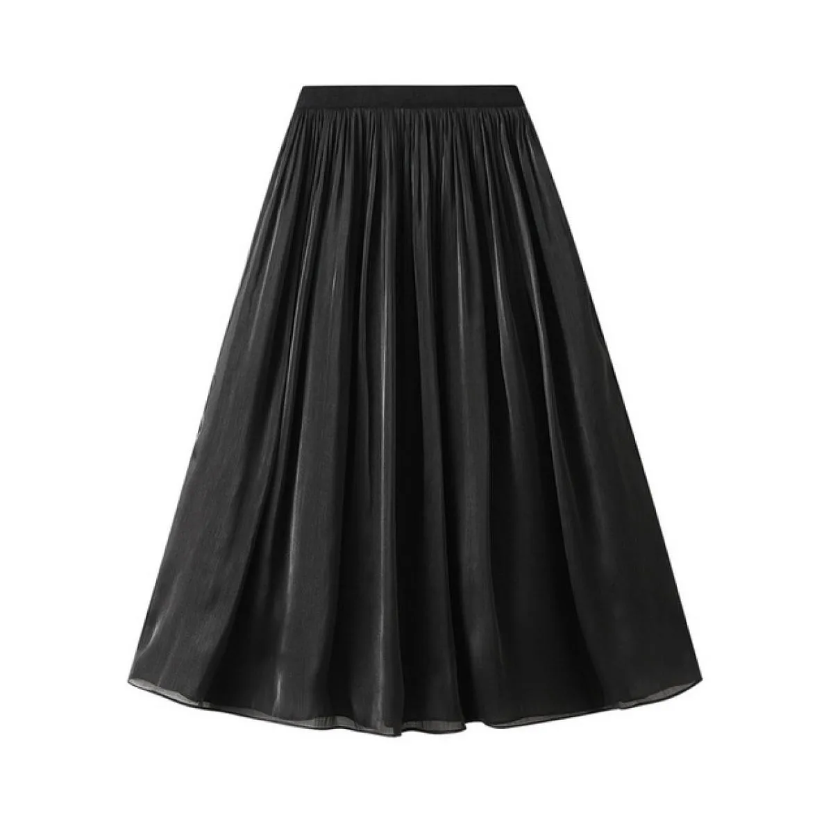 Gonna lunga midi elegante tinta unita lucida da donna Moda elastica a vita alta Gonne a pieghe rosa a pieghe A Line 2022 Estate