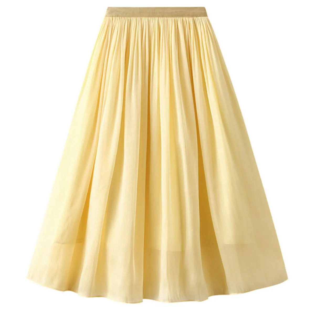 Gonna lunga midi elegante tinta unita lucida da donna Moda elastica a vita alta Gonne a pieghe rosa a pieghe A Line 2022 Estate