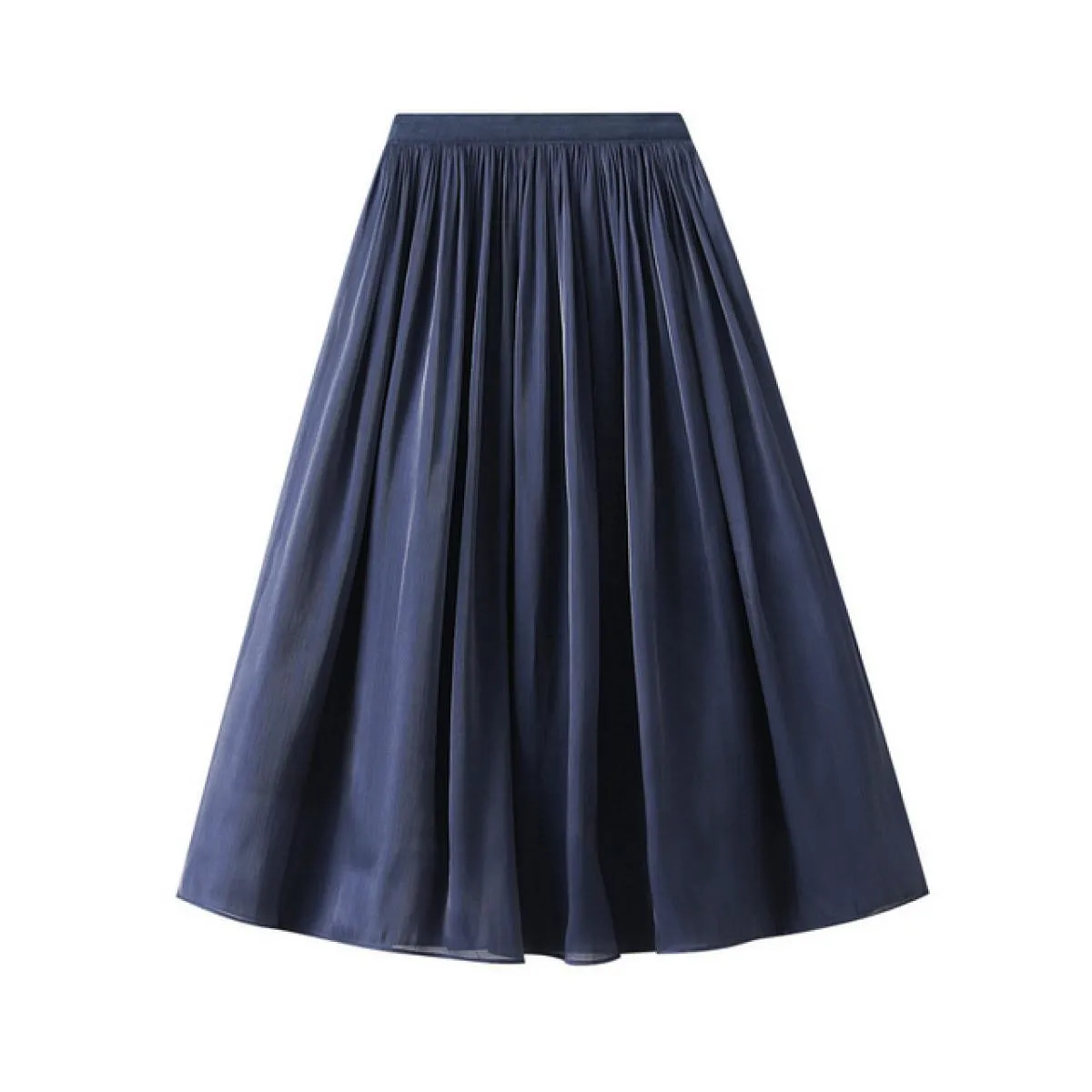 Gonna lunga midi elegante tinta unita lucida da donna Moda elastica a vita alta Gonne a pieghe rosa a pieghe A Line 2022 Estate