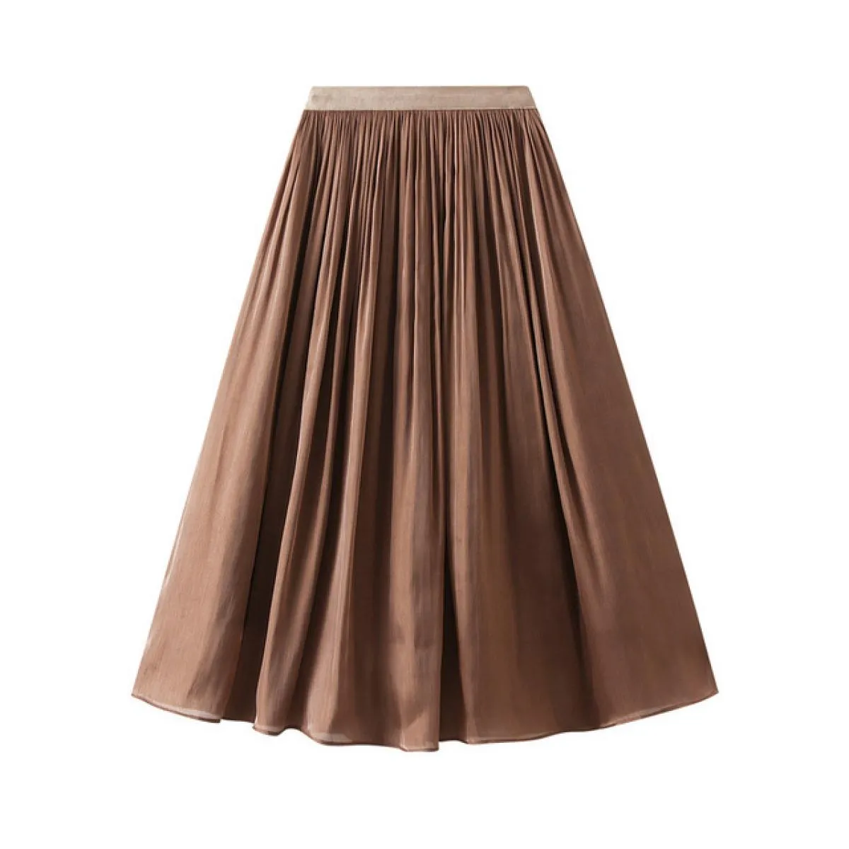 Gonna lunga midi elegante tinta unita lucida da donna Moda elastica a vita alta Gonne a pieghe rosa a pieghe A Line 2022 Estate