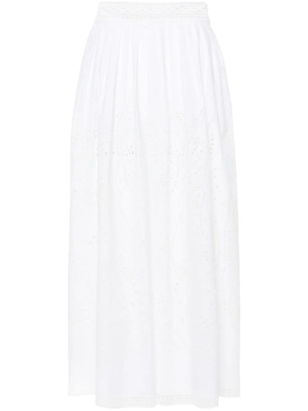 Gonna midi con ricami in bianco - donna