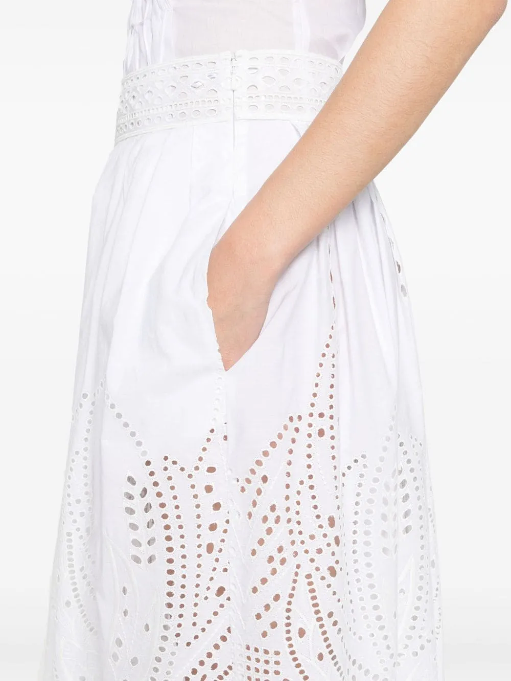 Gonna midi con ricami in bianco - donna