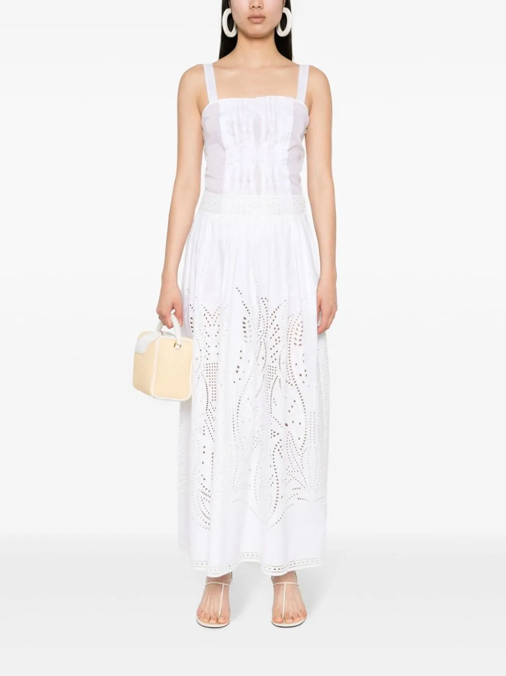 Gonna midi con ricami in bianco - donna
