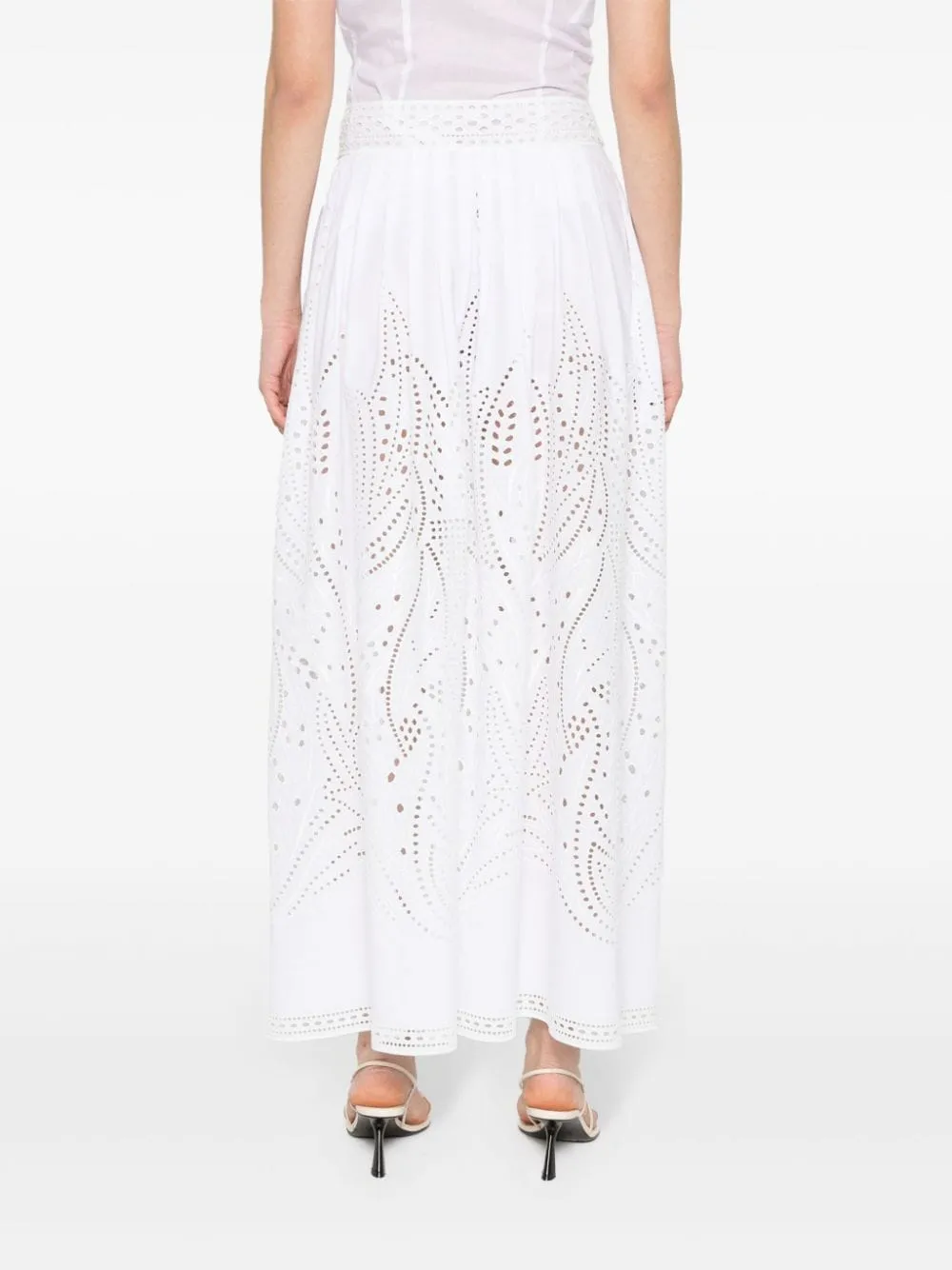 Gonna midi con ricami in bianco - donna