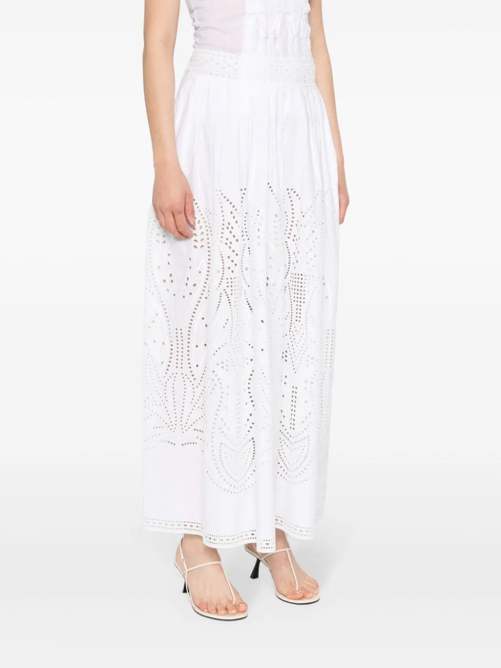 Gonna midi con ricami in bianco - donna