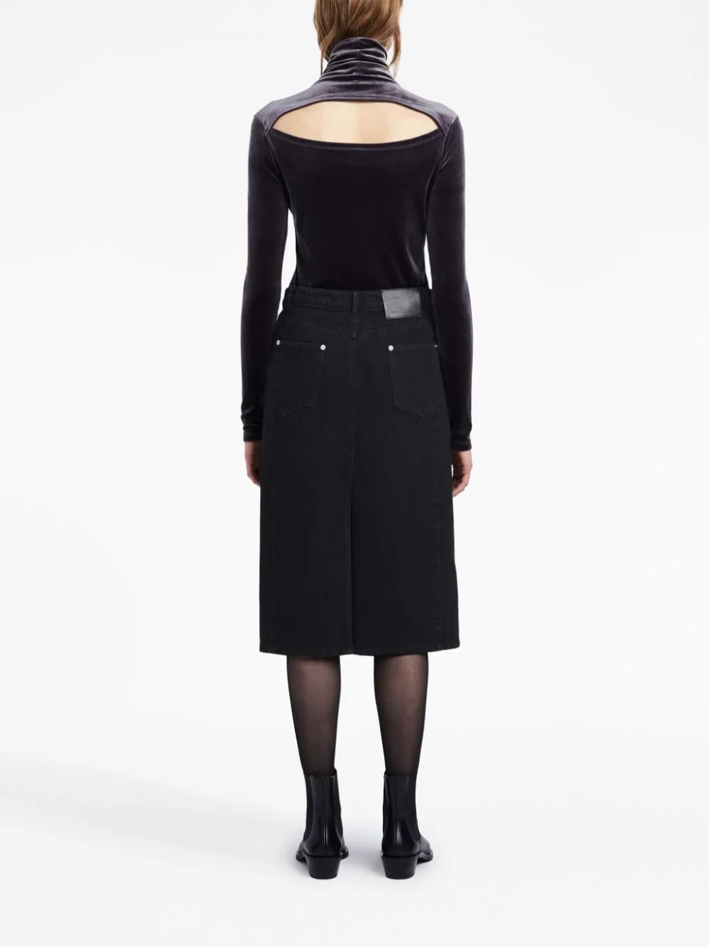 Gonna midi denim Sloan in nero - donna