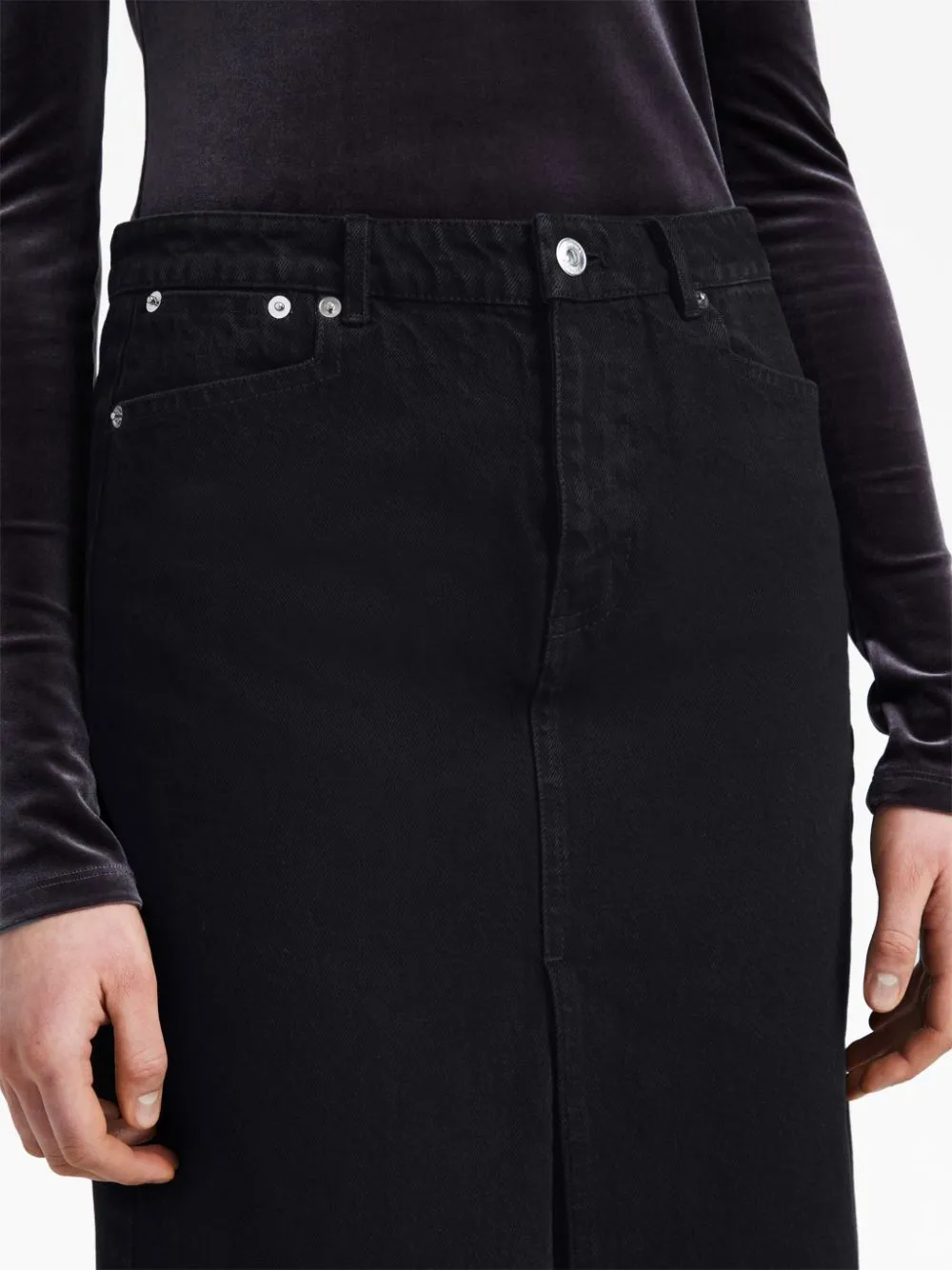 Gonna midi denim Sloan in nero - donna
