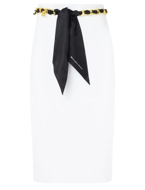 Gonna midi Elisabetta Franchi bianca con foulard