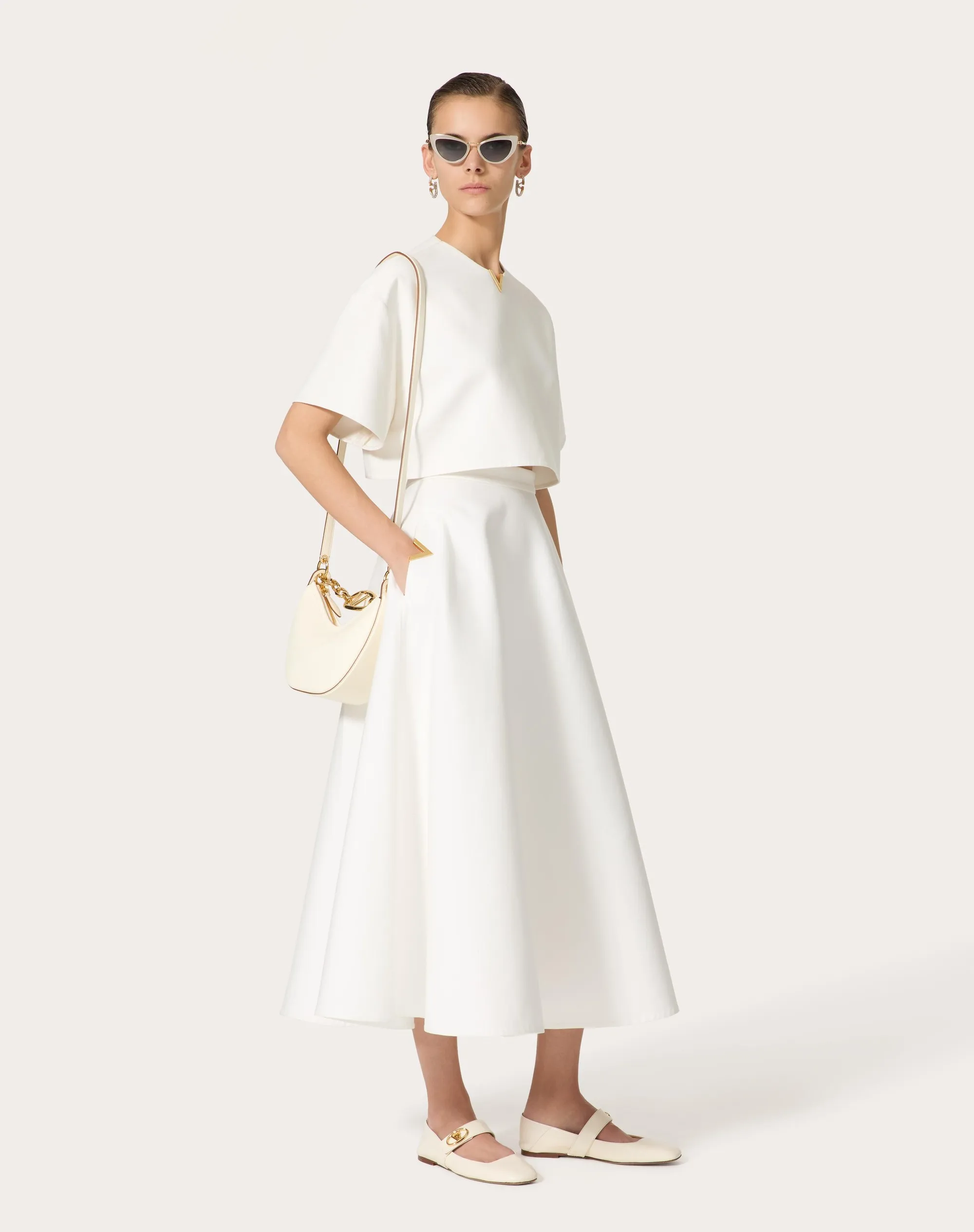 GONNA MIDI IN LIGHT DOUBLE SPLITTABLE GABARDINE
