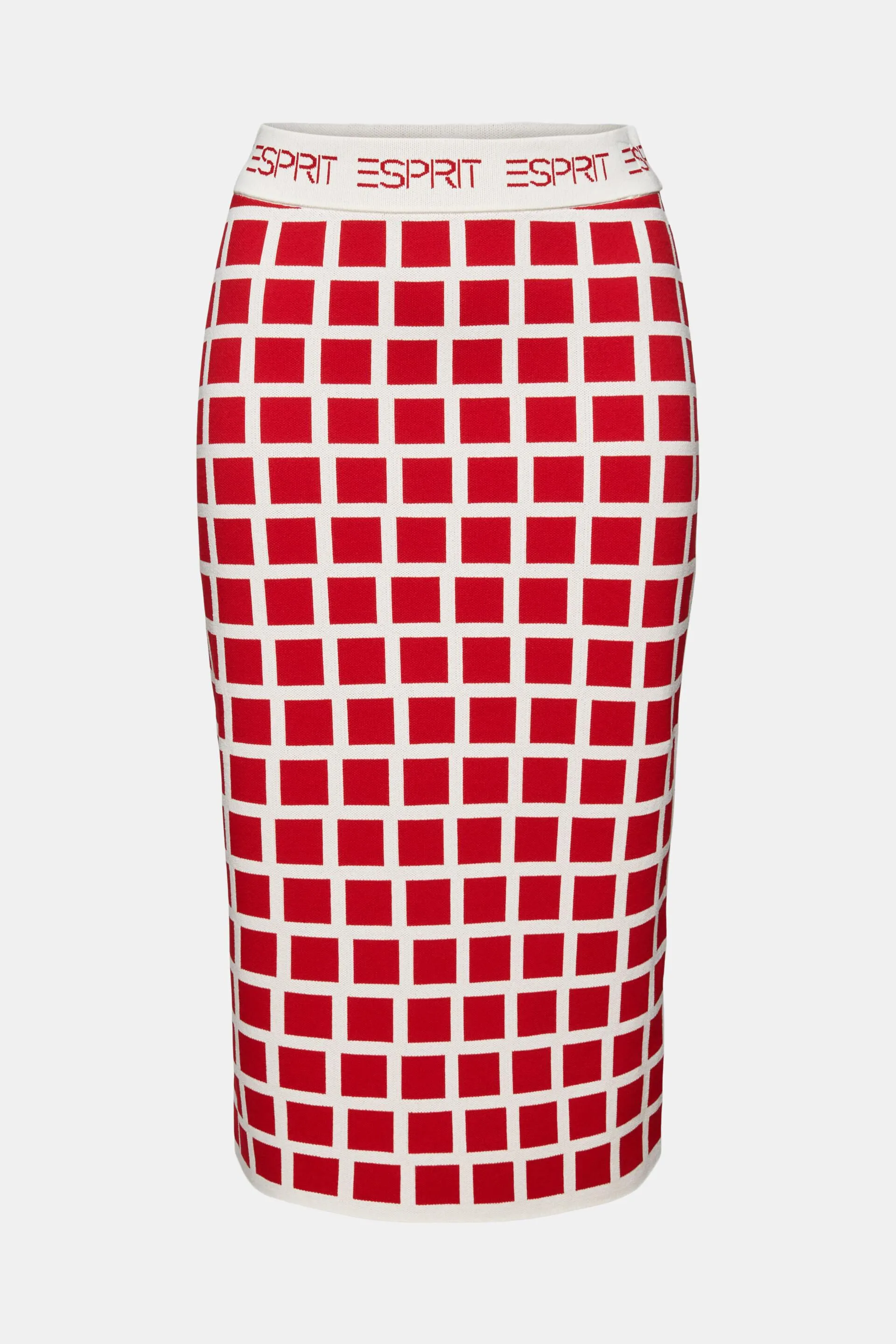 Gonna midi in maglia jacquard con logo