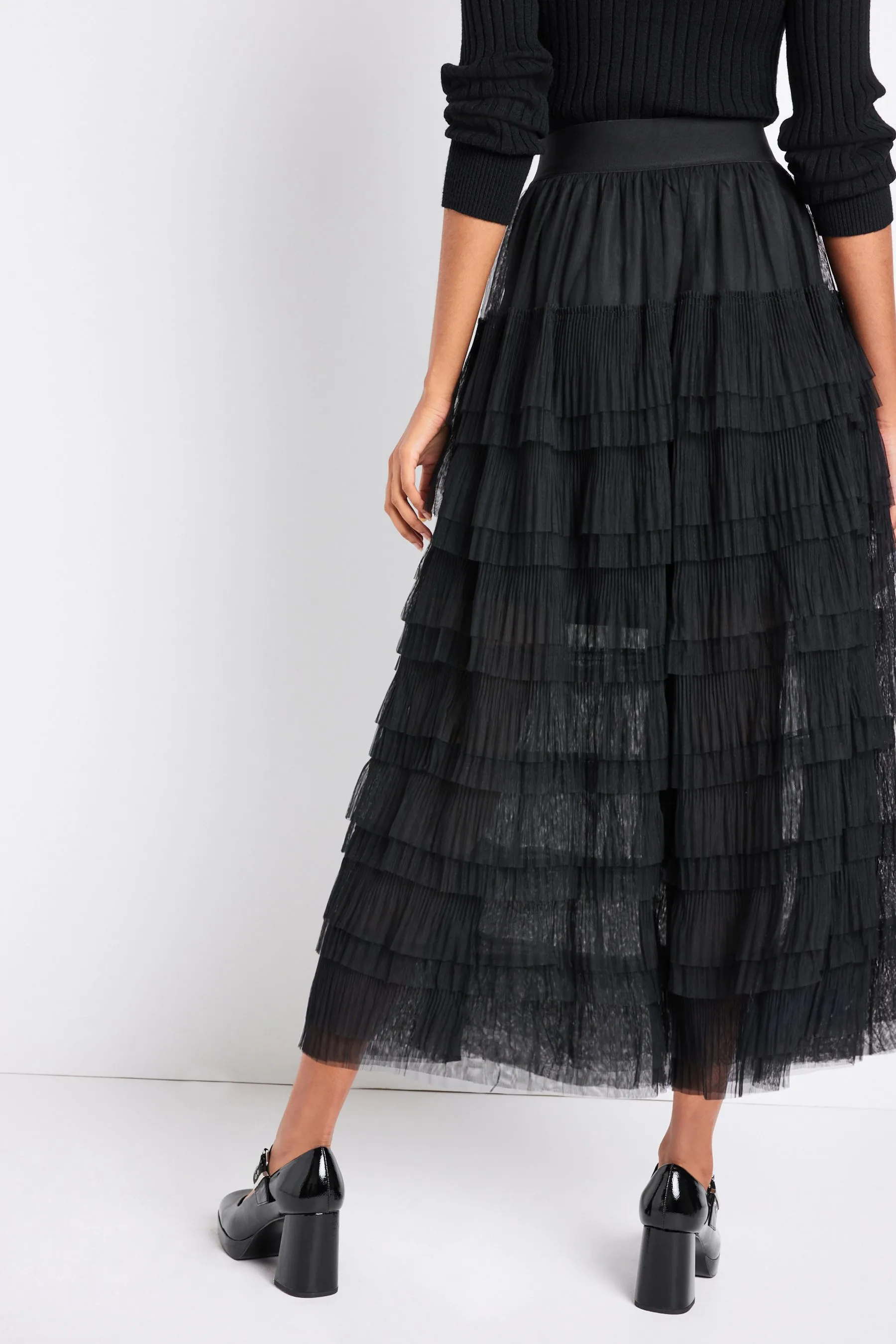 Gonna midi in tulle a rete