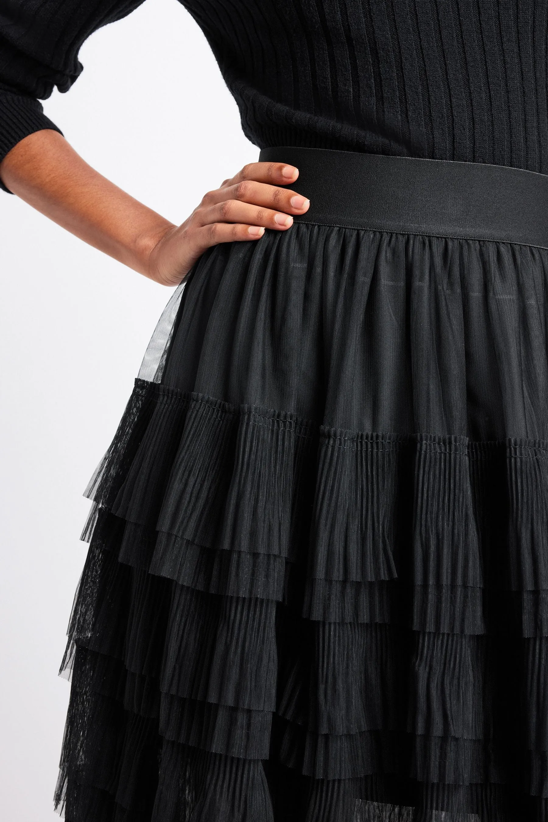 Gonna midi in tulle a rete