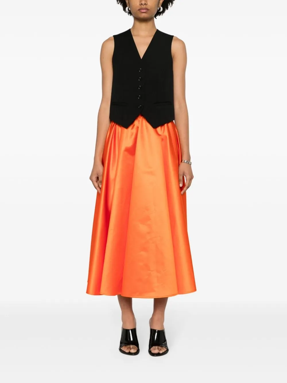 Gonna midi svasata in arancione - donna