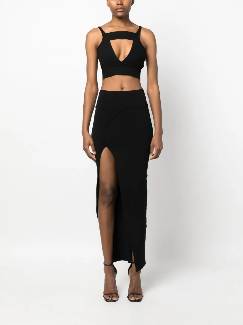 Gonna midi Theresa con inserti in nero - donna