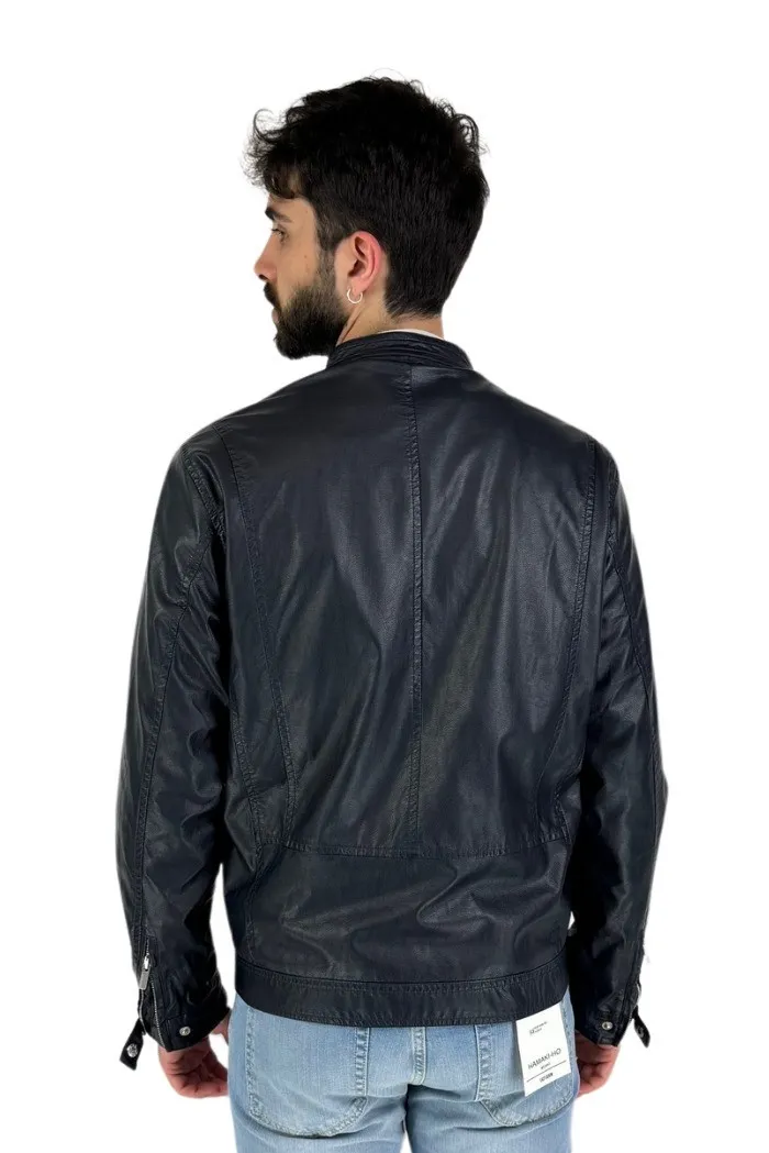 Hamaki-Ho biker con colletto coreano in similpelle gbe1568h
