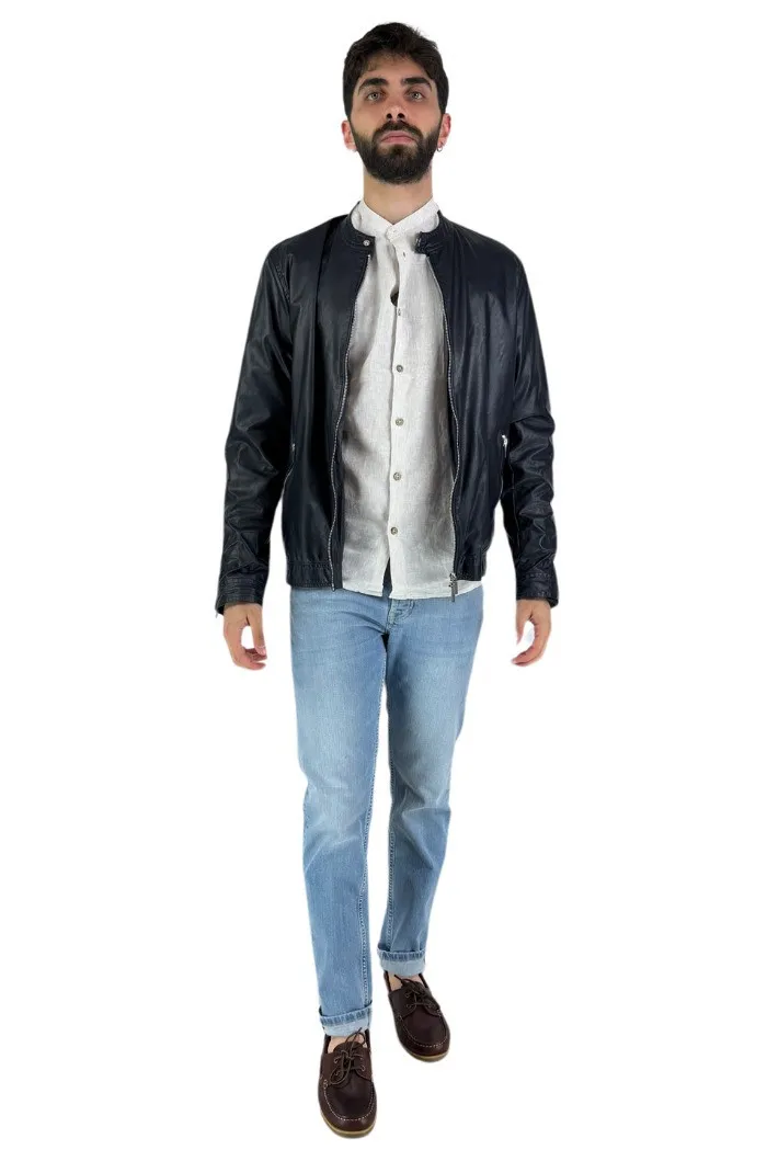 Hamaki-Ho biker con colletto coreano in similpelle gbe1568h