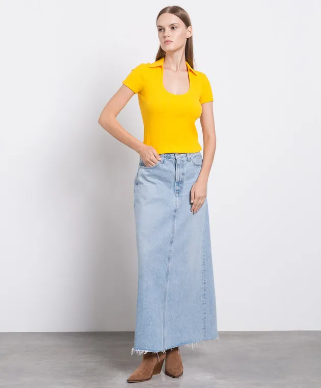 Helmut Lang Maglietta gialla con una cicatrice N04HW507