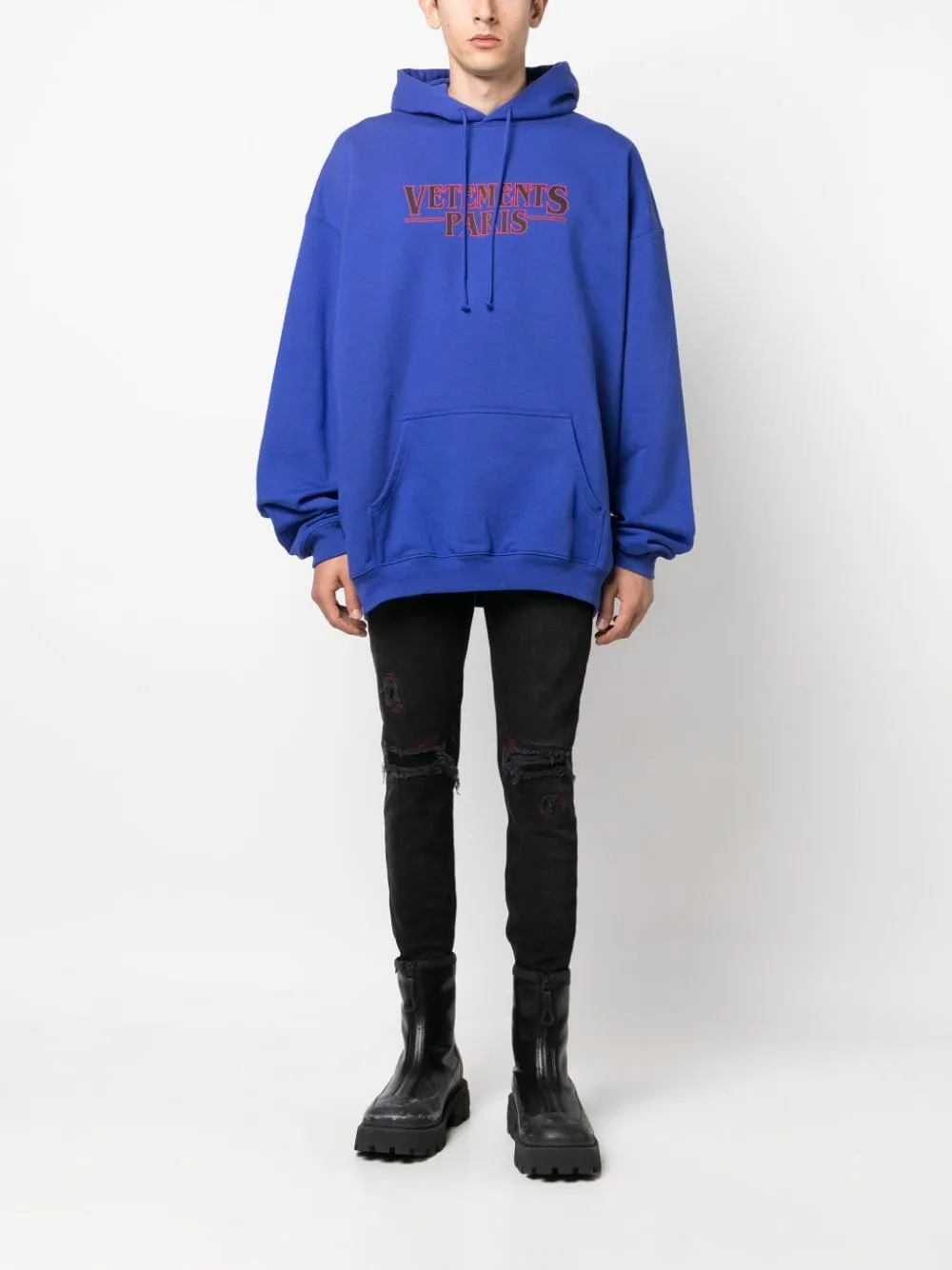 hoodie blu royal con logo