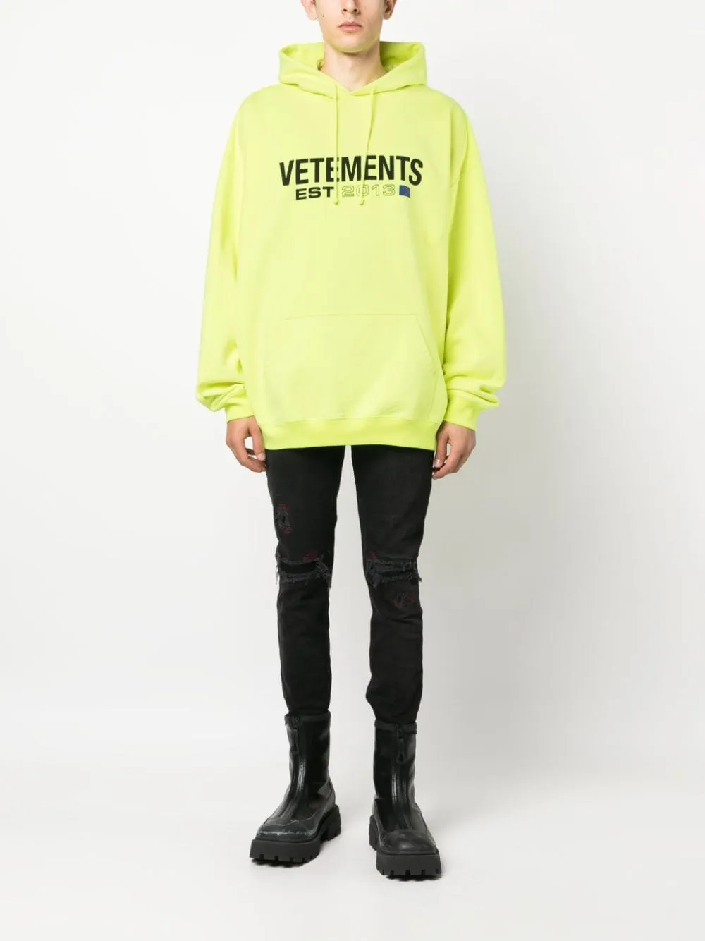 hoodie gialla con logo stampato