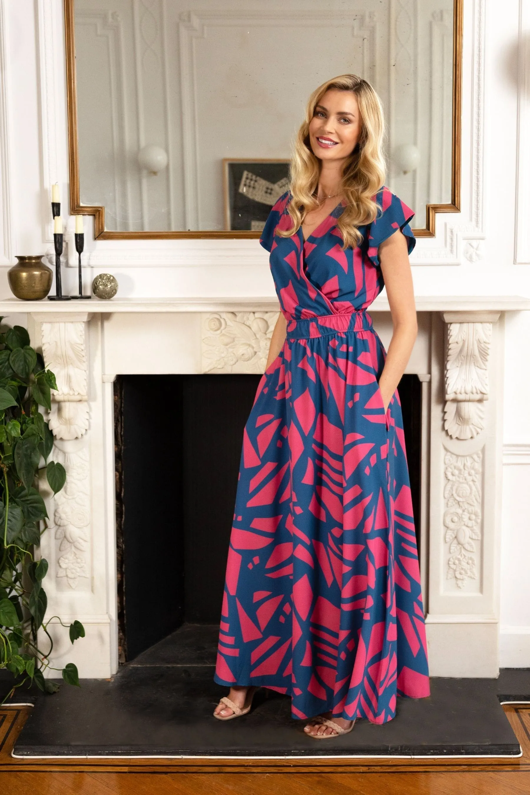 Hot Squash Donna Rosa - Abito maxi a portafoglio in chiffon