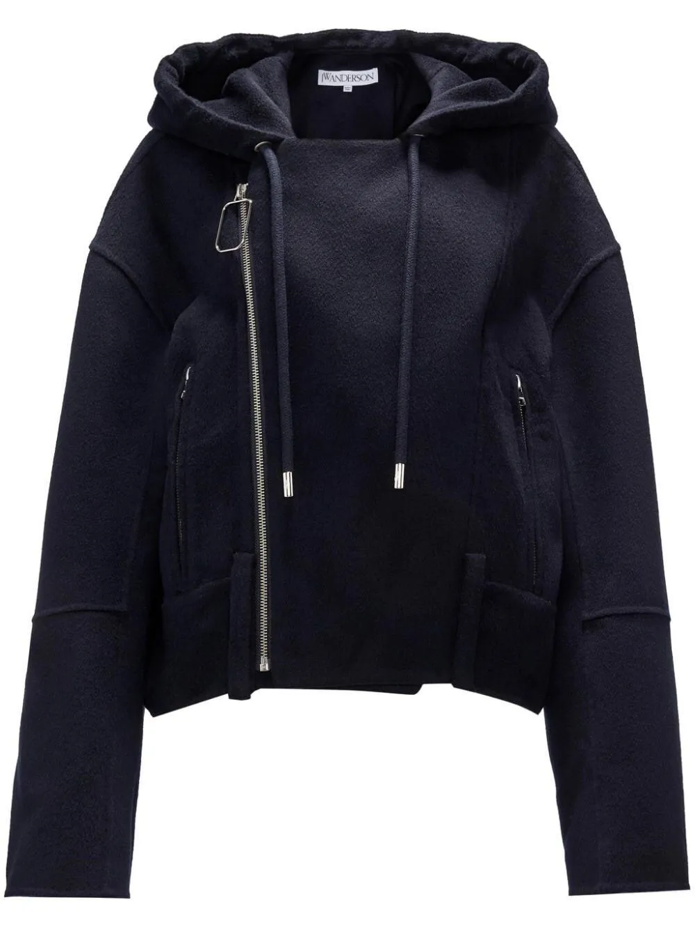 JW ANDERSON HOODED BIKER JACKET DOUBLE FACE