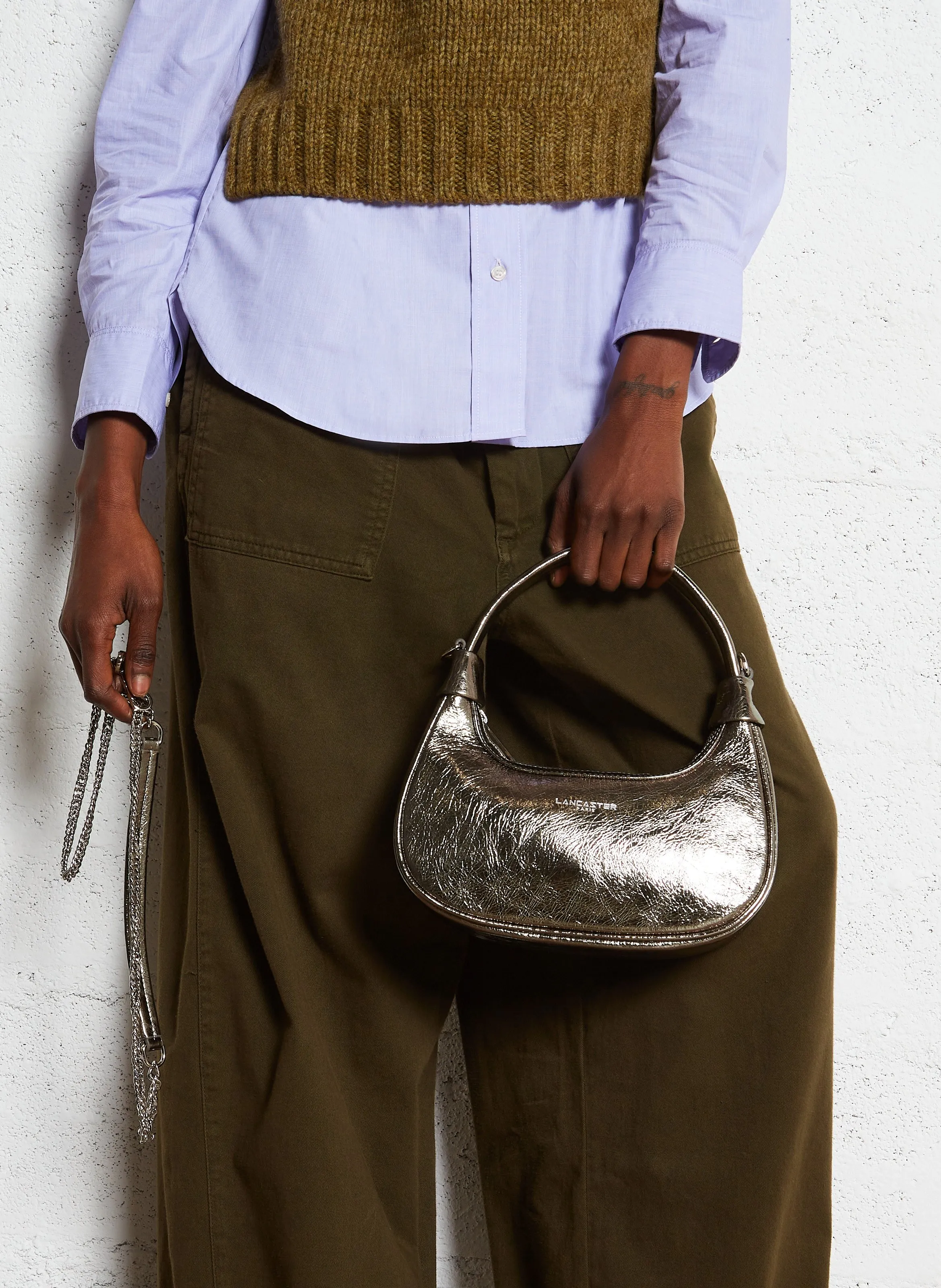  LANCASTER PARIS   AURA - Borsa a mano in pelle | Argento 