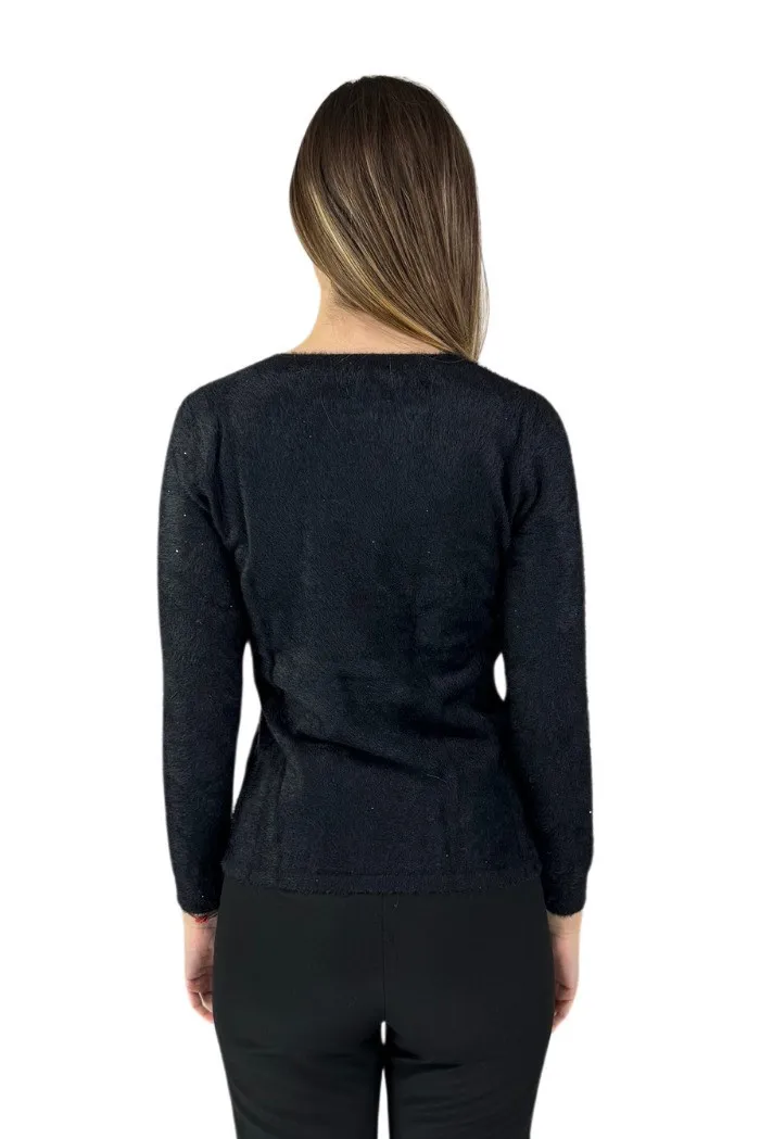 Lolita maglia girocollo in pelliccia con paillettes lo24103w