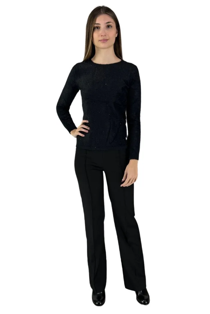 Lolita maglia girocollo in pelliccia con paillettes lo24103w