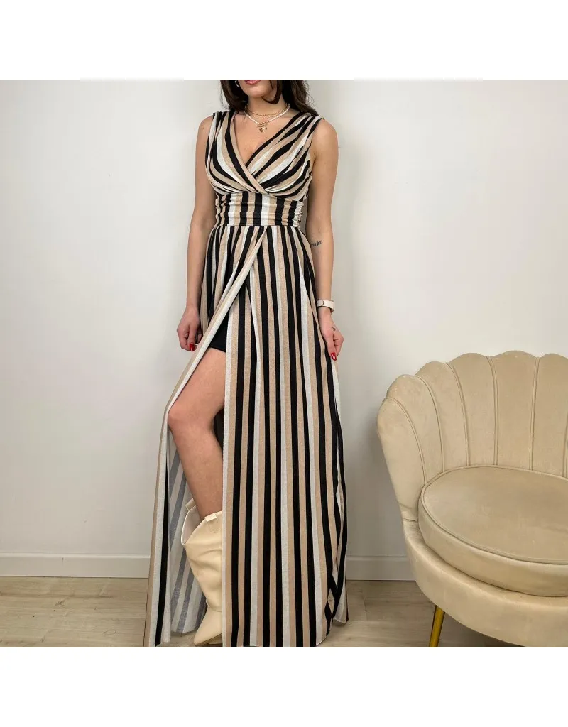 LONG DRESS LAMINATO NERO