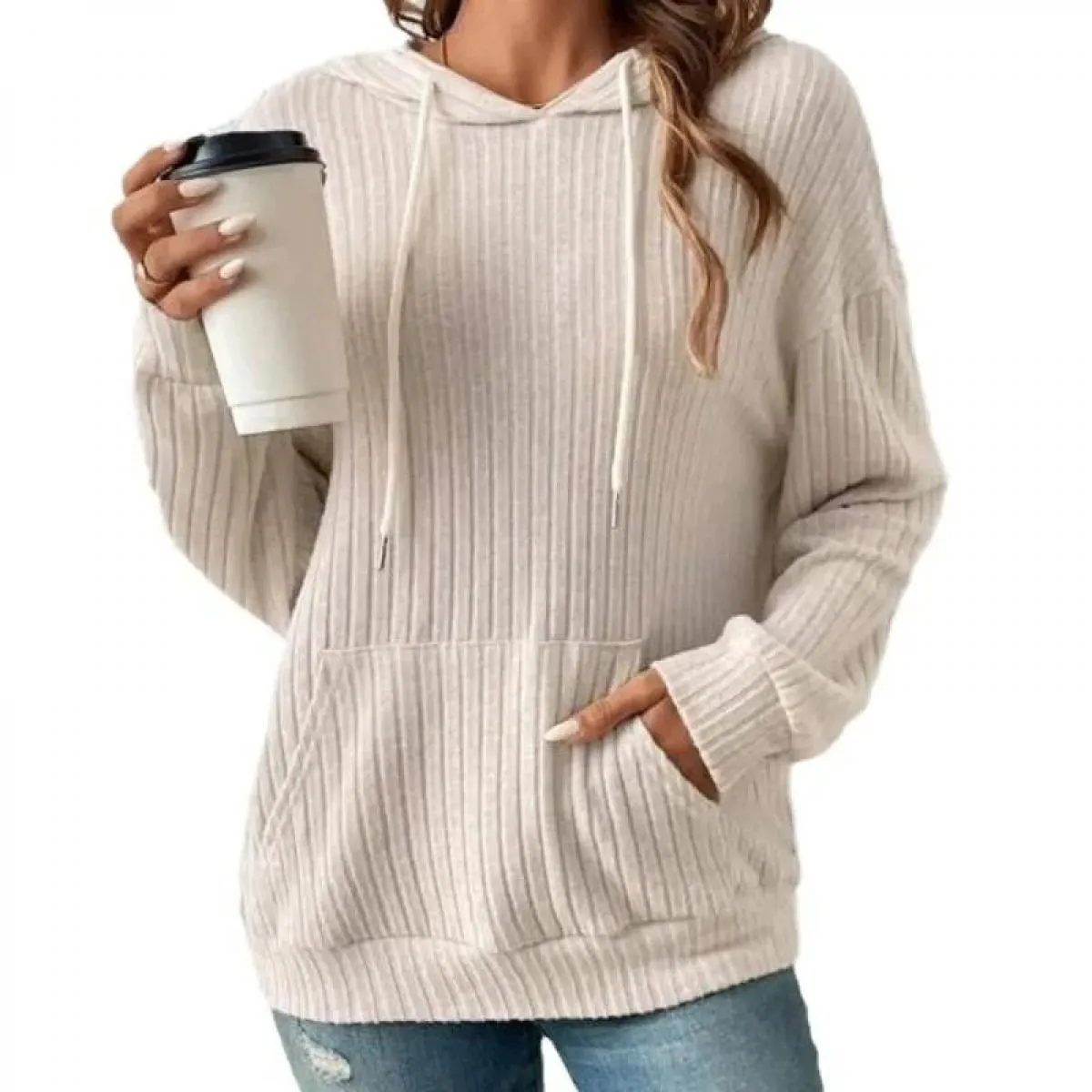 Maglieria da donna autunno nuova con cappuccio tasca a marsupio con cappuccio 2023 felpa abbigliamento invernale donna