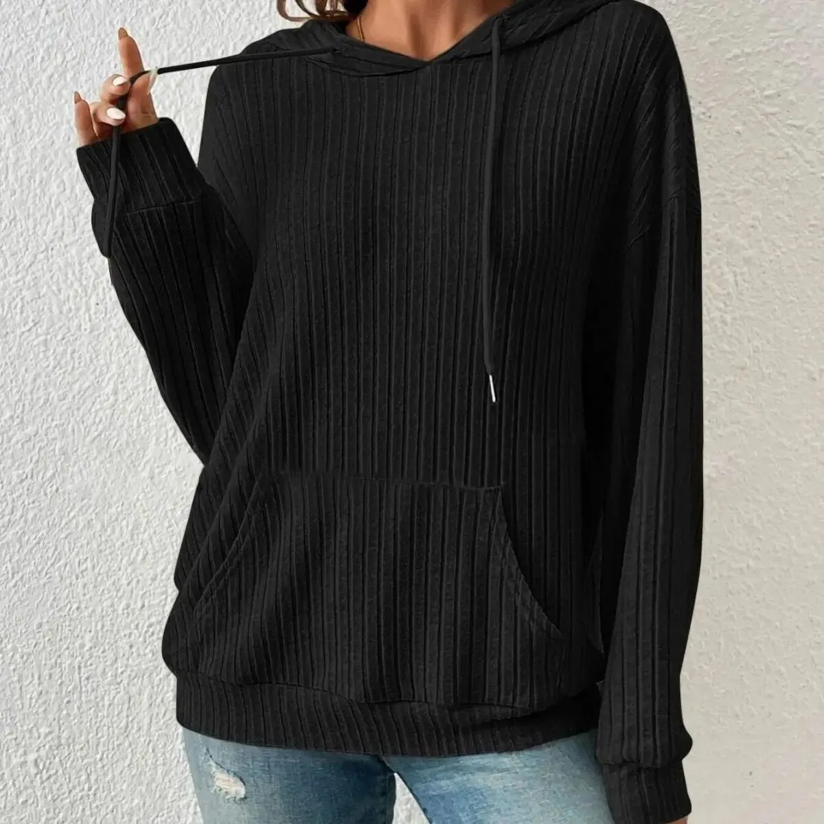Maglieria da donna autunno nuova con cappuccio tasca a marsupio con cappuccio 2023 felpa abbigliamento invernale donna
