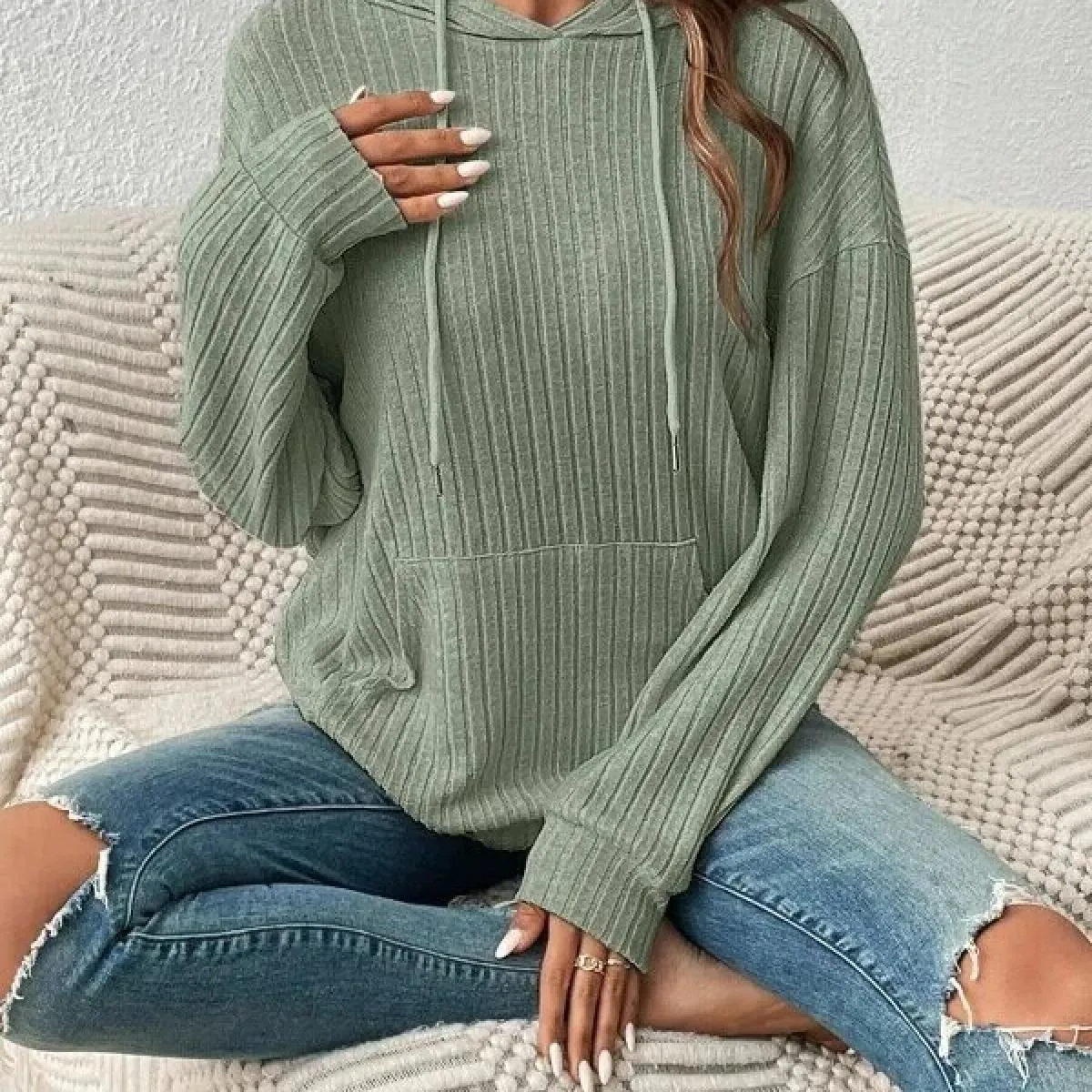 Maglieria da donna autunno nuova con cappuccio tasca a marsupio con cappuccio 2023 felpa abbigliamento invernale donna