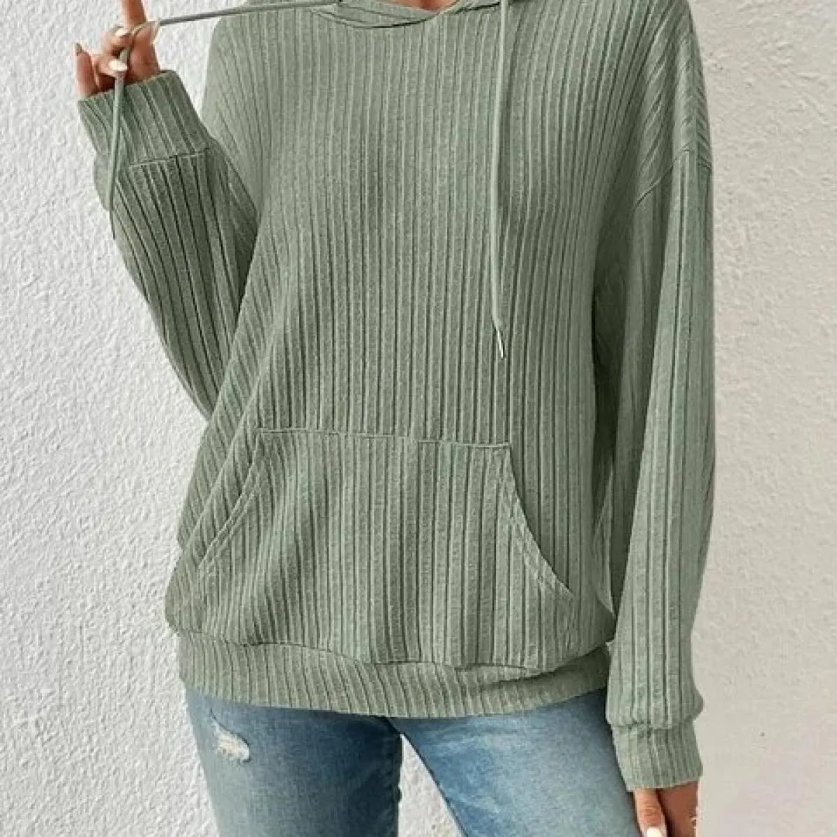 Maglieria da donna autunno nuova con cappuccio tasca a marsupio con cappuccio 2023 felpa abbigliamento invernale donna