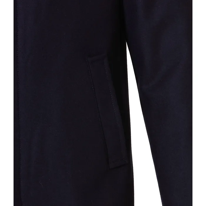 Mario Fiorenzo Cappotto invernale in lana con bordo in pelliccia staccabile Blu scuro