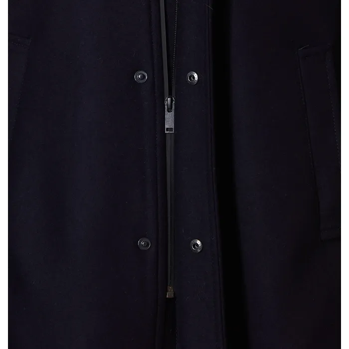 Mario Fiorenzo Cappotto invernale in lana con bordo in pelliccia staccabile Blu scuro
