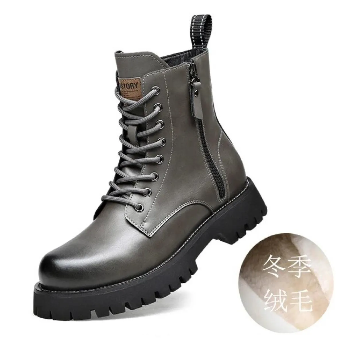 Martin Boots Uomo Low Top Peluche Maglia invernale Rosso in morbida pelle Suola spessa Stivali da lavoro retrò di alta qualità i