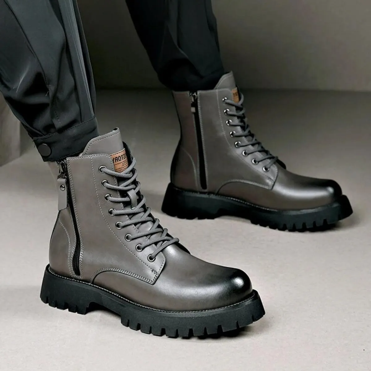 Martin Boots Uomo Low Top Peluche Maglia invernale Rosso in morbida pelle Suola spessa Stivali da lavoro retrò di alta qualità i