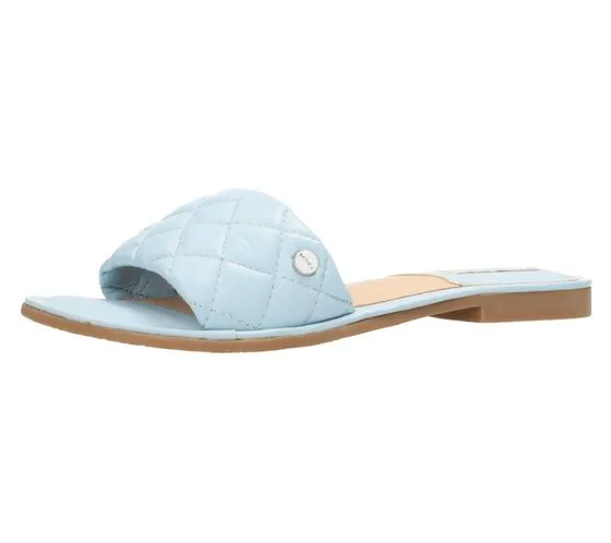MEXX scarpe da donna in vera pelle effetto trapuntato, zoccoli estivi, scarpe slip-on MXCY007501W azzurro