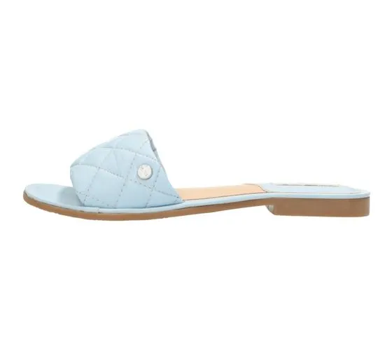 MEXX scarpe da donna in vera pelle effetto trapuntato, zoccoli estivi, scarpe slip-on MXCY007501W azzurro