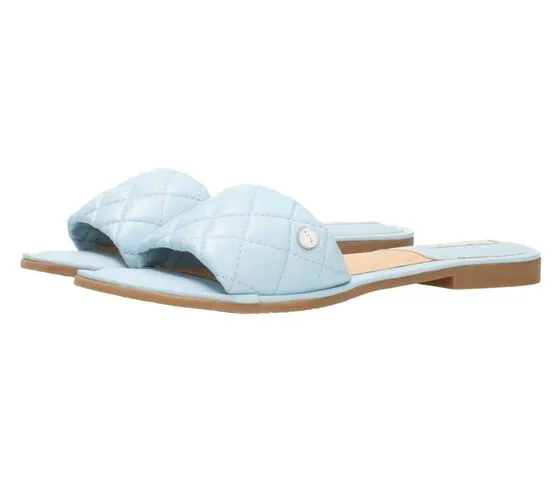 MEXX scarpe da donna in vera pelle effetto trapuntato, zoccoli estivi, scarpe slip-on MXCY007501W azzurro