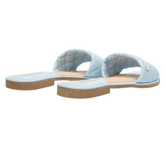 MEXX scarpe da donna in vera pelle effetto trapuntato, zoccoli estivi, scarpe slip-on MXCY007501W azzurro
