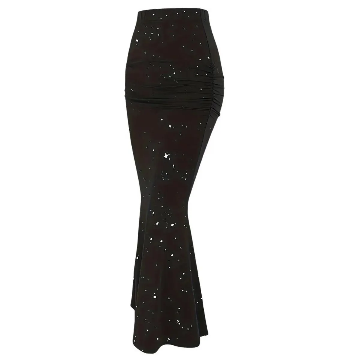 Mezza gonna lunga a coda di pesce da donna alla moda per abbigliamento donna aderente nero elegante abito lungo a pieghe a siren