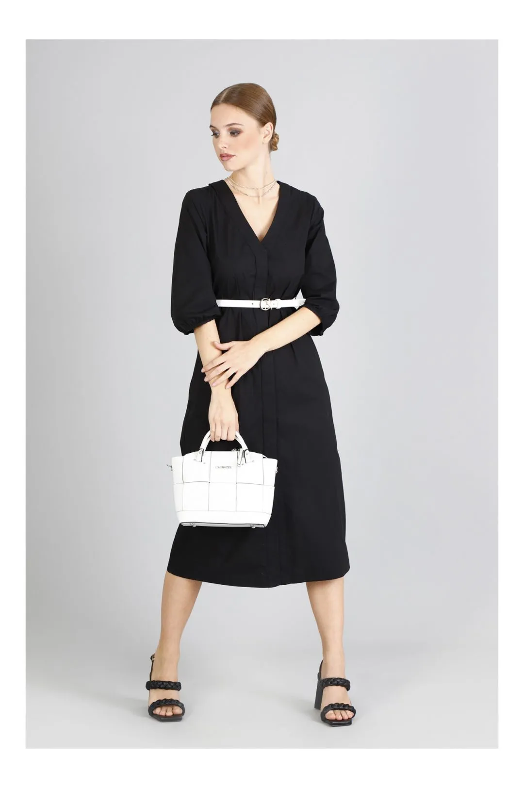 mini bag sfoderata con intreccio con fasce larghe bianco