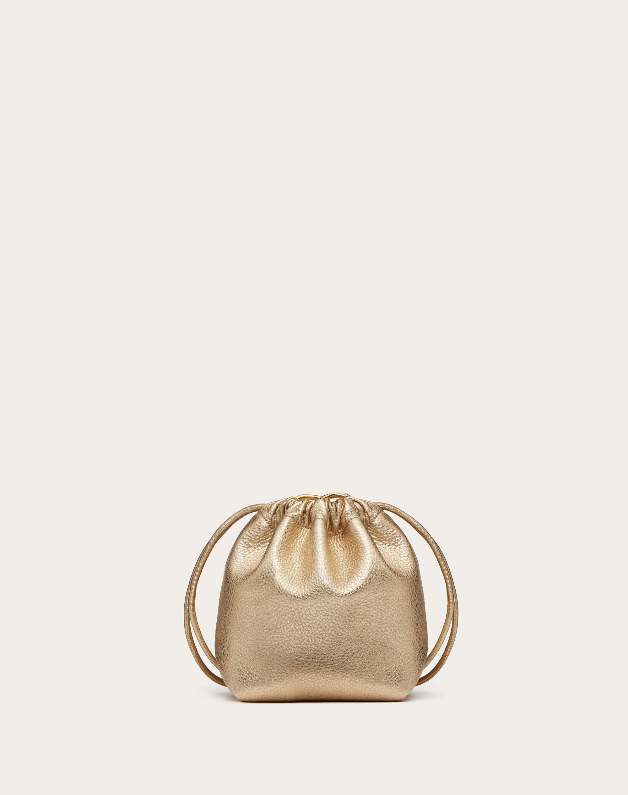 MINI BORSA A SACCHETTO VLOGO POUF IN PELLE METALLIZZATA
