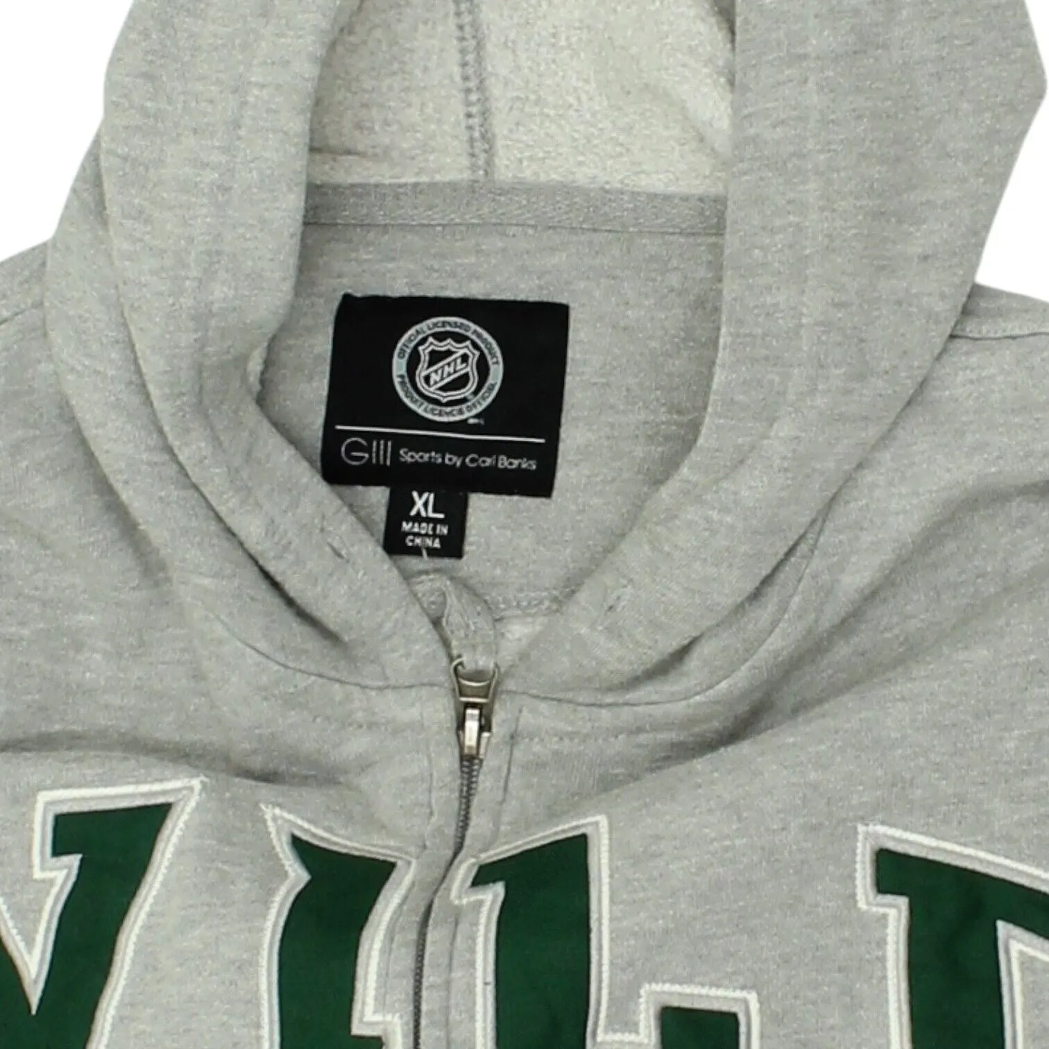 Minnesota Wild Mens Grey Full Zip Hoodie | Vintage NHL Ice Hockey Sportswear