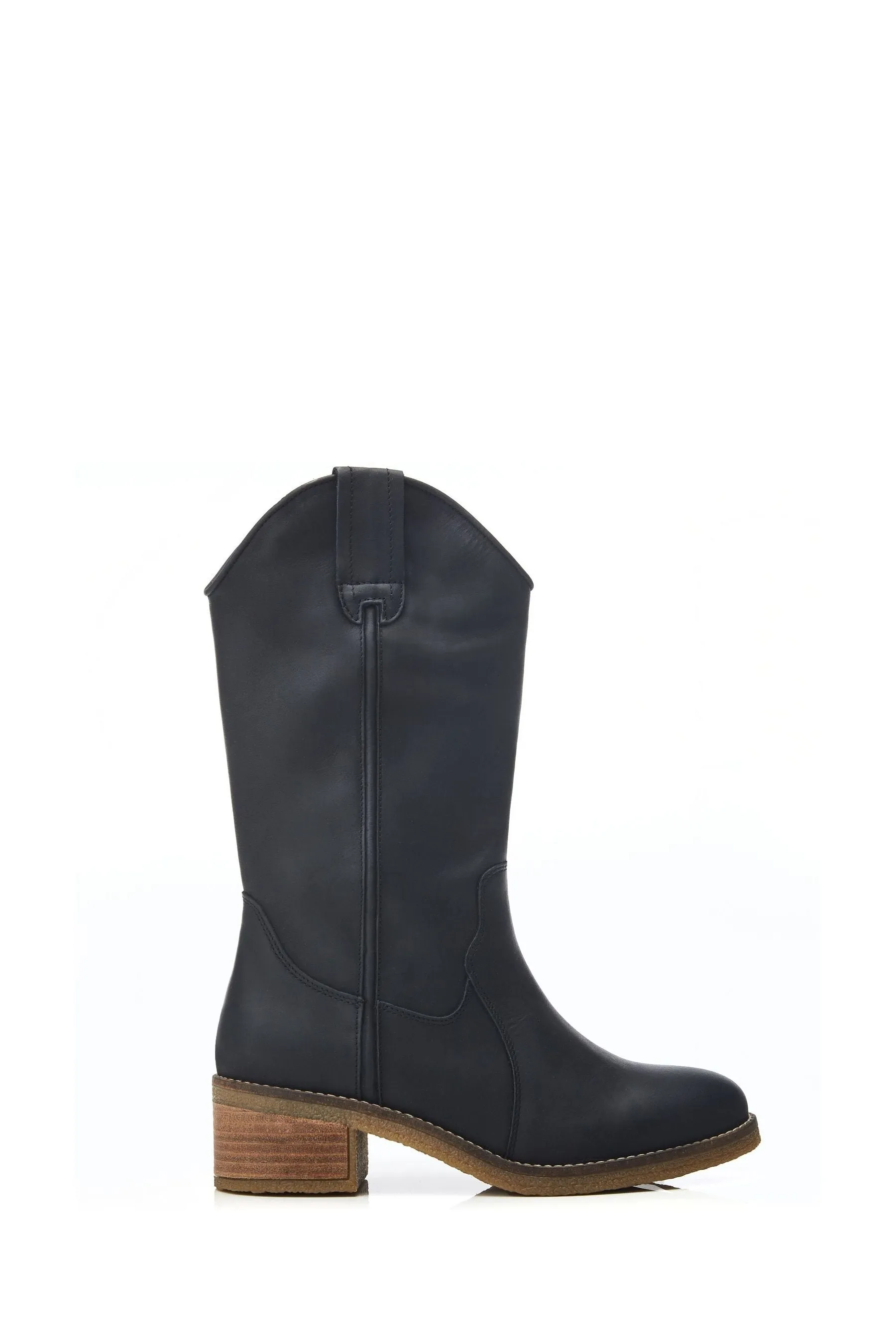 Moda in Pelle - Dana - Naturale Stivali lunga stile western con suola in crêpe