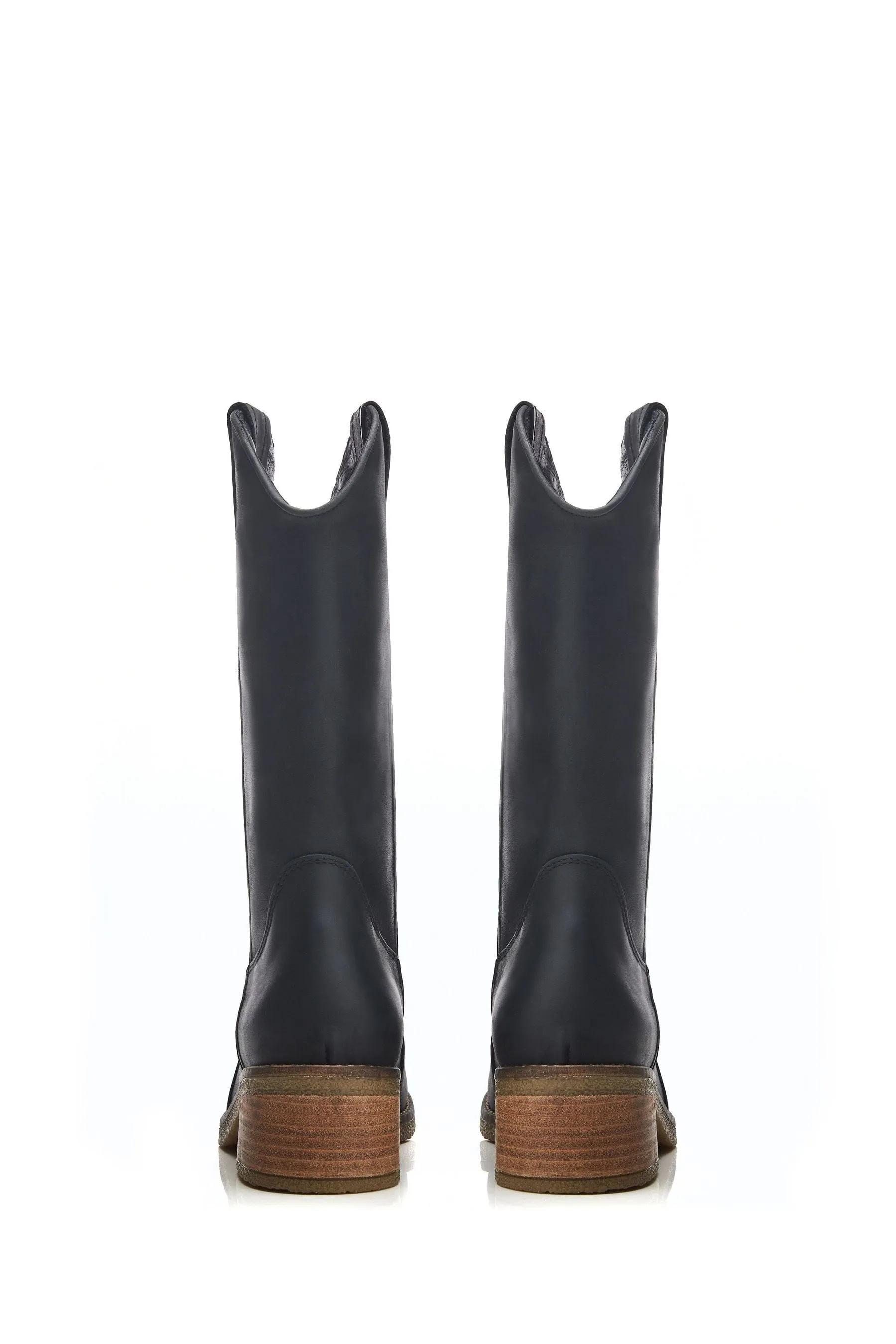 Moda in Pelle - Dana - Naturale Stivali lunga stile western con suola in crêpe